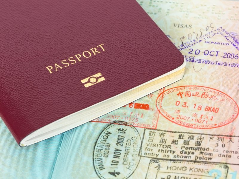 passport with stamps from Asia